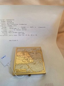 Wadsworth Vintage San Francisco Map Powder Compact Gold Tone