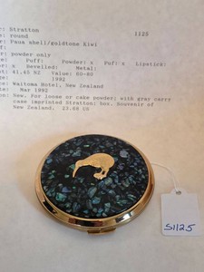 Stratton England Round Paua Shell Kiwi Powder Compact New Zealand