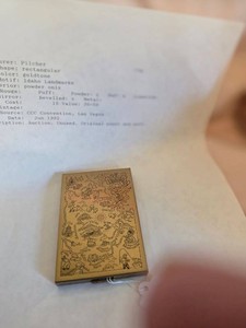 J.V. Pilcher Idaho Souvenir Powder Compact Goldtone Rectangular