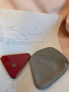 Vintage K & K Maxley U.S. Coast Guard Triangular Compact w Pouch