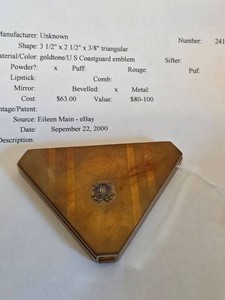 Vintage US Coast Guard Goldtone Triangular Powder Compact Mirror