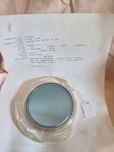 Vintage 1940s Clear Lucite Powder Compact Blue Mirror Lid Round