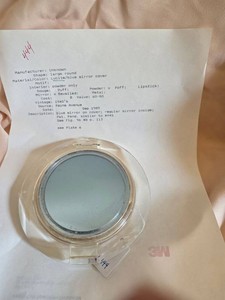 Vintage Lucite Powder Compact with Blue Mirror Cover Round 1940s
