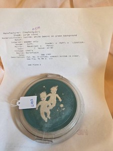 Vintage Ziegfeld Zodiac Girl Lucite Powder Compact Gemini Round