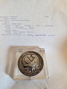 Coro Sterling Silver Dove Medallion Lucite Powder Compact 1940s