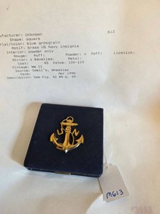 WWII US Navy Sweetheart Powder Compact Blue Grosgrain Vanity