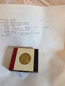 Vintage WWII Patriotic Powder Compact Red White Blue Eagle See Photos