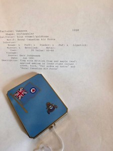 Vintage Royal Canadian Air Force Enamel Powder Compact With Pouch