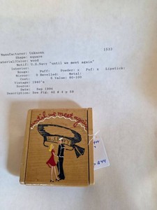 Vintage WWII U.S. Navy Until We Meet Again Wood Powder Compact