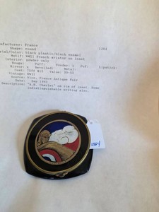 Vintage French Aviator Powder Compact Art Deco Signed Charlet