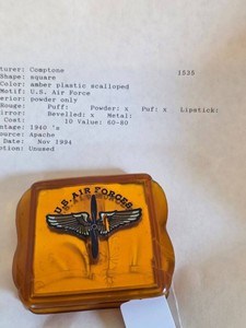 Vintage Comptone U.S. Air Forces Amber Plastic Powder Compact