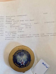 Vintage Hammer Field Army Air Base Souvenir Powder Compact Mirror