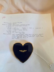Vintage 1940s Blue Enamel Heart Military Sweetheart Compact