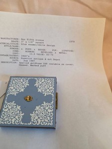 Rex Fifth Avenue Powder Compact Blue White Enamel with USN Insignia