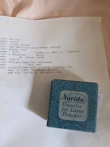 Norida Vanitie Loose Powder Compact 1920s w Box Puff Brochure