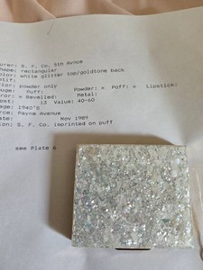 Vintage S.F. Co. 5th Avenue White Glitter Powder Compact Case