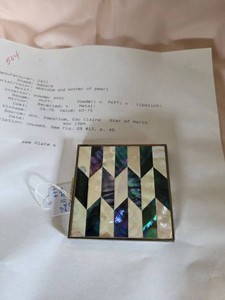 Vintage Zell Abalone & Mother of Pearl Inlay Square Powder Compact
