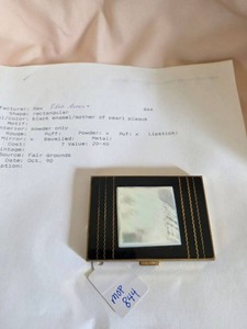 Vintage Rex Fifth Avenue Powder Compact Black Enamel Mother of Pearl Case