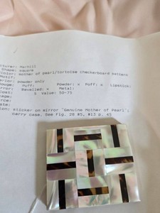 Marhill Square Powder Compact Mother of Pearl Tortoise Mosaic