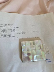 Vintage Marhill Mother of Pearl Square Powder Compact Vanity Case