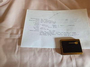 Vintage Max Factor Hollywood Gold Tone Black Enamel Vanity Compact