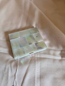 Marhill Vintage Powder Compact Geometric Shell Inlay Mirror Case