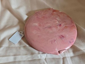 Vintage Art Deco Pink Marbled Vanity Powder Compact Mirror Unmarked