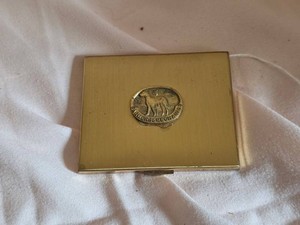 Vintage American Beauty Gold Tone Powder Compact Mirror with Emblem