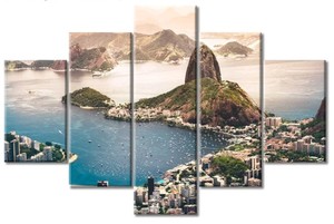 Rio de Janeiro Cityscape 5 Pieces Canvas Wall Art $84.99 Retail - Brand New