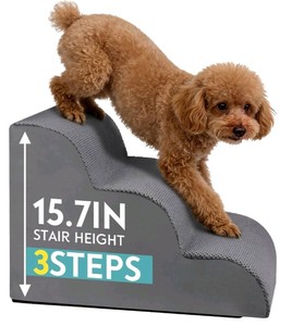 Grey 15.7 High-Density Foam 3-Step Dog Stairs $34.99 Retail - Brand New