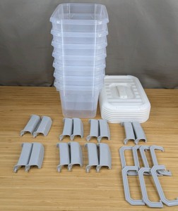 Clear Plastic Storage Bin with Latching Lid 7pk $49.99 Retail - Brand New