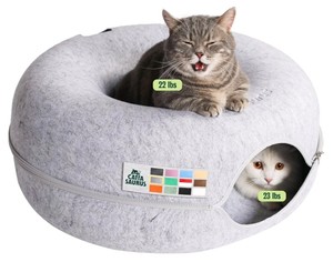 Peekaboo Cat Cave Donut Large Light Gray $39.99 Retail - Brand New