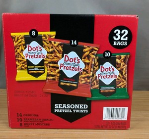 Dots Homestyle Pretzels Seasoned Pretzel Twists 32 Count Variety Pack - Brand New