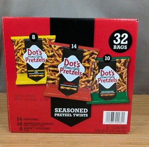 Dots Homestyle Pretzels Seasoned Pretzel Twists 32 Count Variety Pack - Brand New