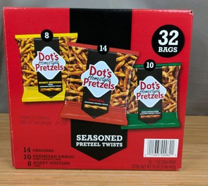 Dots Homestyle Pretzels Seasoned Pretzel Twists 32 Count Variety Pack - Brand New