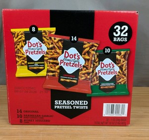 Dots Homestyle Pretzels Seasoned Pretzel Twists 32 Count Variety Pack - Brand New