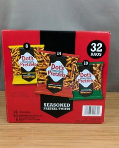 Dots Homestyle Pretzels Seasoned Pretzel Twists 32 Count Variety Pack - Brand New