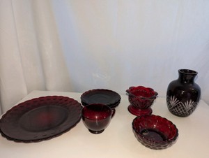 Vintage Ruby Red Glassware Set