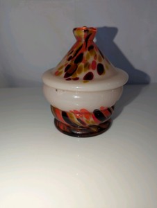 Vintage mid-century Czech Confetti Glass Lidded Dish