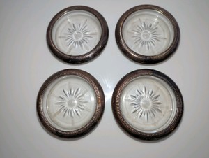 Vintage silver-plated coasters (4)