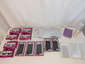 Collection of DIY and professional eyelash extension supplies- NIB