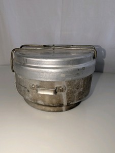 Vintage multi-piece aluminum mess kit or nested field cooking pot