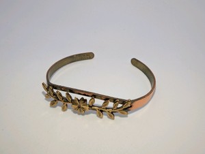 Vintage genuine copper cuff bracelet floral, size 6