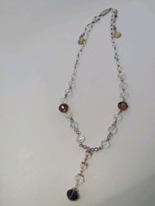 Vintage faceted glass crystal and purple bead lariat necklace