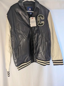 Champion 1919 Crew faux leather varsity jacket, size kids 1820 Large