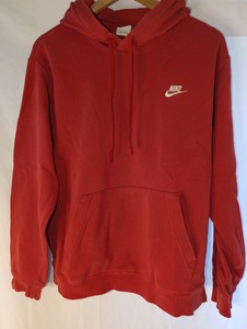 Red Nike Club Pullover Fleece Hoodie, size L