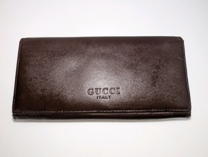 Dark brown leather Gucci long bifold wallet- unauthenticated