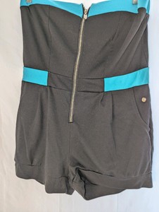 Y2K Apple Bottoms black and turquoise romper, size XL