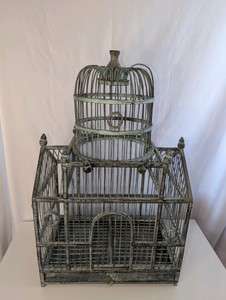 Vintage cathedral architectural decorative wooden bird cage