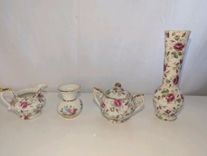 Vintage Lefton Pink Rose Chintz porcelain set